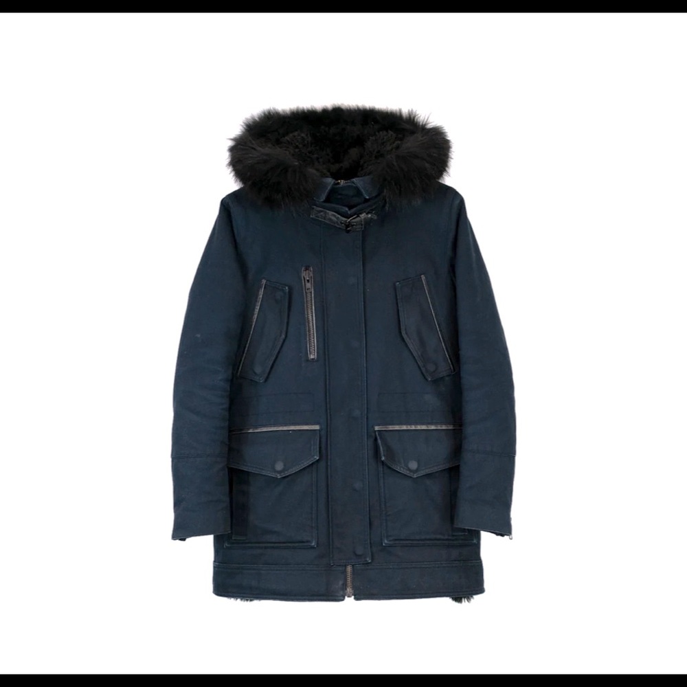 ♥️The Kooples| Navy Military Cargo Parka - UK sz 2 - Picture 1 of 10